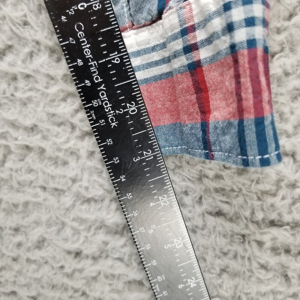 Wrangler Shirt Mens Large Blue Red Plaid Button Up Lightweight Woven Long Sleeve - Picture 7 of 8